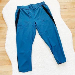 Odlo Zaha Hadid Woven Women's Workout Pants, Blue Teal/Black, Size L